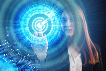 The concept of business, technology, the Internet and the network. A young entrepreneur working on a virtual screen of the future and sees the inscription: