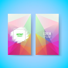 Abstract colorful geometric triangular vertical modern card template, paint stroke, vector