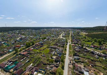 Sysert city. Private houses. Aerial. Summer day