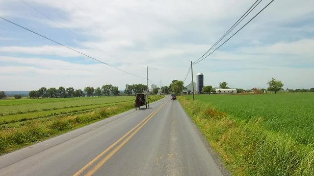 Driving Along Amish Countryside Came Across 2 Horse and Buggies