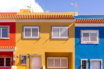 Fototapeta na wymiar Close-up of colorful and beautiful buildings in the Canary Islands, Gran Canaria