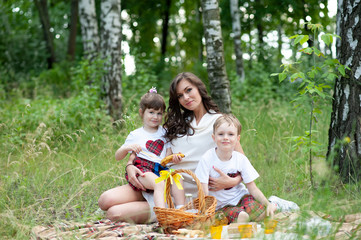 The family went on a picnic in the park and have fun.