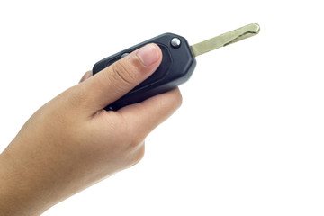 Car keys in a man's hand.