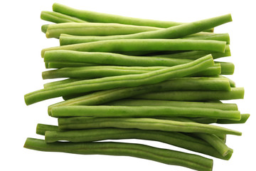 green Kenyan beans. Healthy vegetarian food. Healthy food, top view. Nature background. Healthy nutrition. Vegetarian, healthy, organic. White background. Isolated background.