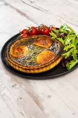 Spinach goat cheese tart with cream