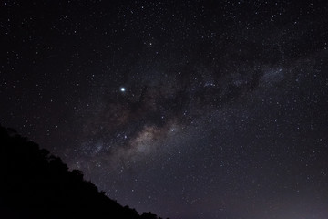 A beautiful milky way on campsite 7 mount Raung. Raung is the most challenging of all Java’s mountain trails, also is one of the most active volcanoes on the island of Java in Indonesia.