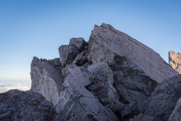 A view from Toothpick Peak or'Puncak Tusuk Gigi' (3,315m). Raung is the most challenging of all Java’s mountain trails, also is one of the most active volcanoes on the island of Java in Indonesia.