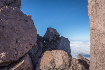 A view from Toothpick Peak or'Puncak Tusuk Gigi' (3,315m). Raung is the most challenging of all Java’s mountain trails, also is one of the most active volcanoes on the island of Java in Indonesia.