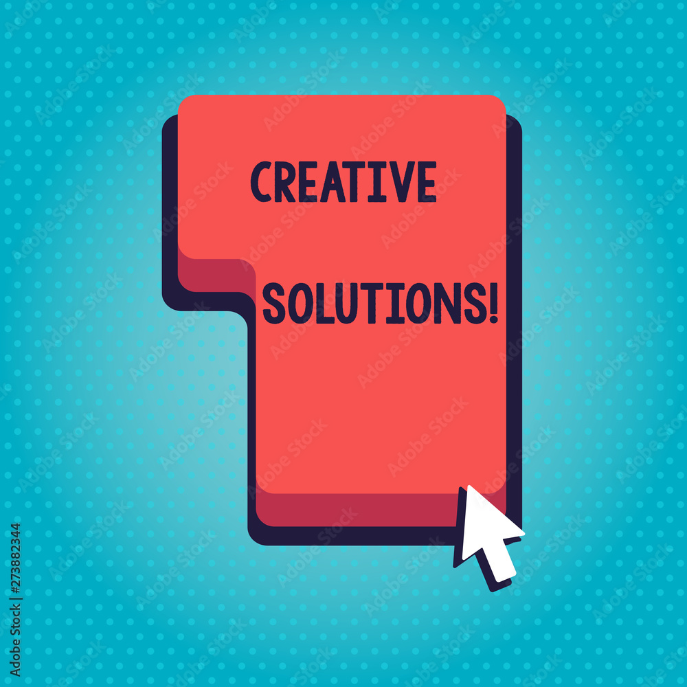 Poster Word writing text Creative Solutions. Business photo showcasing mental process of creating unique solutions to problem Direction to Press or Click the Red Keyboard Command Key with Arrow Cursor