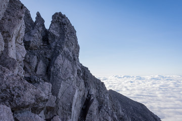 An extreme track to Raung mount summit called 'Puncak Sejati'. Raung is the most challenging of all Java’s mountain trails, also is one of the most active volcanoes on the island of Java in Indonesia.