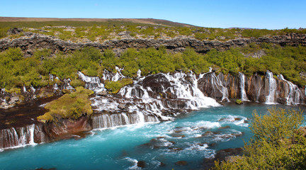 Fototapeta premium Barnafoss and Hraunfossars waterfall in Iceland