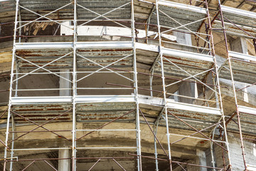 Scaffolding system in construction. scaffolding on a construction site