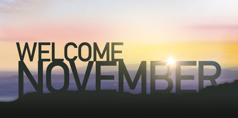 Silhouette November with sunrise.