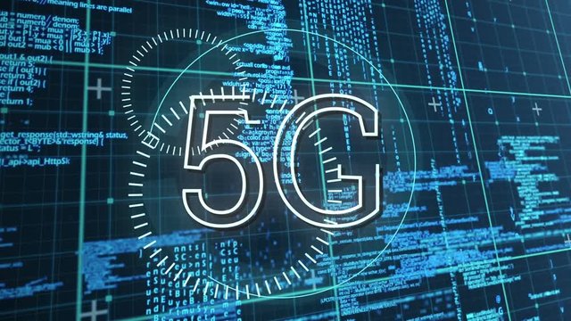 5G written in the middle of a futuristic circles and program codes