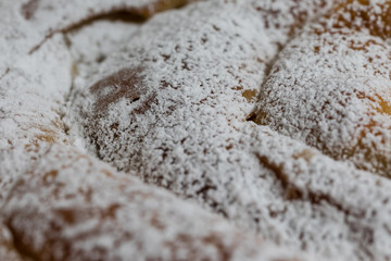 Ensaimada, typical dessert from Mallorca, Spain, filled with sweet angel hair