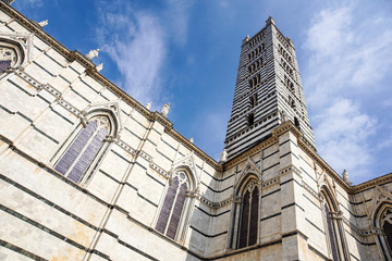 Siena Cathedral . is a medieval church, now dedicated to the Assumption of Mary, completed between 1215 and 1263, Siena, Italy