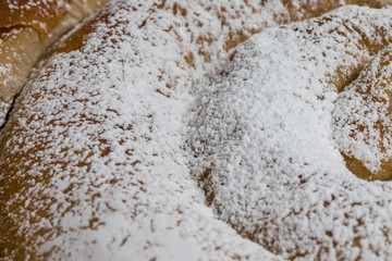 Ensaimada, typical dessert from Mallorca, Spain, filled with sweet angel hair
