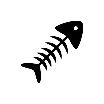 fish skeleton flat vector icon
