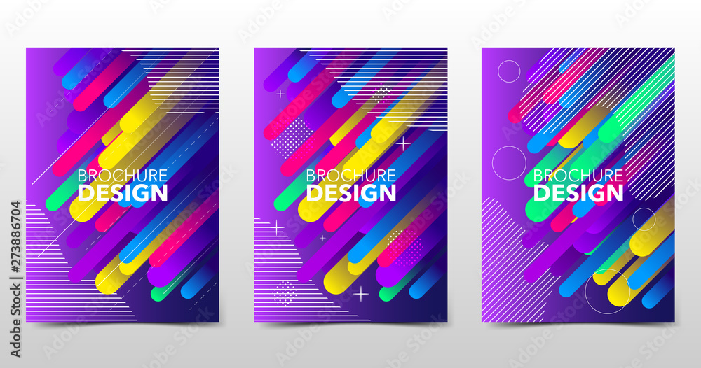 Wall mural set of modern colorful backgrounds with trendy gradients and patterns, colored minimalistic shape co