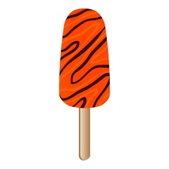 Red chocolate popsicle icon. Cartoon of red chocolate popsicle vector icon for web design isolated on white background