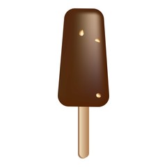 Black chocolate popsicle icon. Cartoon of black chocolate popsicle vector icon for web design isolated on white background