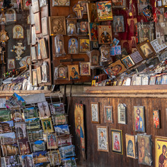 Rila monastery, Bulgaria  Religious souvenirs for sale