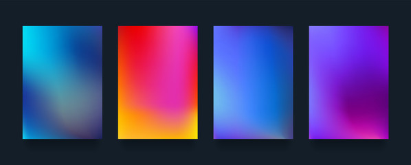 Fototapeta premium Minimal covers design set. Modern awesome halftone gradients. Cool future abstract geometric template. Colorful vector banner poster composition.