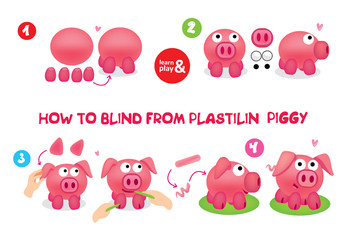 Cute Plasticine Piggy Step Instruction for Kid