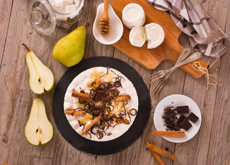 Ricotta and pear cheesecake.