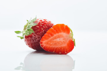 delicious raw sweet strawberries on white background