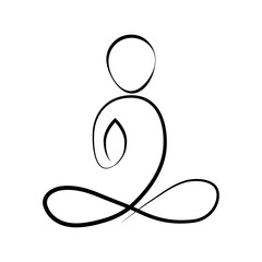 Yoga. Lotus position. Vector silhouette of yoga. Lotus pose. Padmasana. Asana. - obrazy, fototapety, plakaty