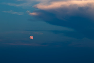 Full moon and the evening sky