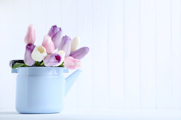 Bouquet of tulip flowers on white background