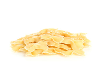 Uncooked pasta isolated on white background