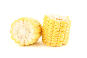 Ripe corn isolated on white background