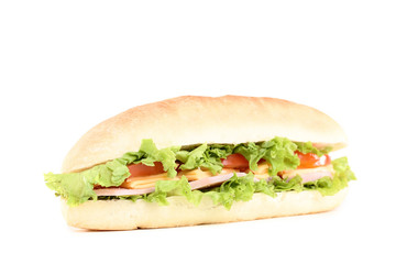 Fresh sandwich isolated on white background