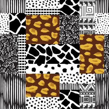 Seamless patchwork pattern rectangles and squares