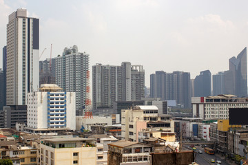 Fototapeta na wymiar City landscape of View of PM2.5 air pollution in Bangkok, Thailand
