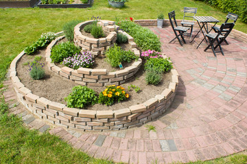 herb spiral in the garden
