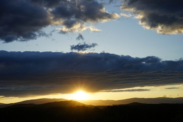 Sunset Over the Blue Ridge Mountains with Clouds