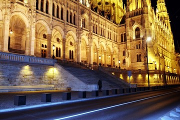 Budapest, Hungary, October 26, 2017, road adjacent to the Hungarian Parliament