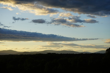 Sunset with Clouds over the Blue Ridge Mountains