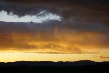 Brilliant Purple Sunset Over Mountains