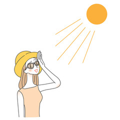 日焼け対策をする女性　紫外線対策