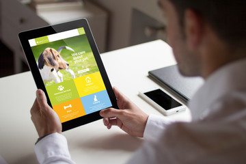businessman pet website with tablet pc