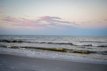 Atlantic ocean waves in sunset
