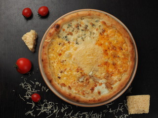 Pizza with blue cheese on a plate
