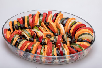 Ratatouille, French ProvenÃ§al stewed vegetable dish originating in Nice