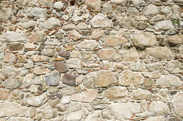 Ancient stone wall closeup