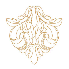 Golden vintage baroque ornament, corner. Retro pattern antique style acanthus.